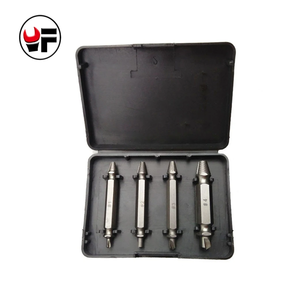 

YOFE 4PCS Speed out Damaged Screw Extractor Drill Bits Guide Set Broken Damaged Bolt Remover Double Ended Damaged