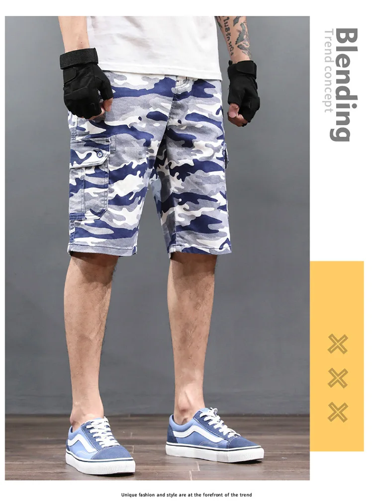 Gersri мужские летние шорты плюс размер 28-48 повседневные мужские хип-хоп шорты Свободные 80-160 кг повседневные шорты камуфляж