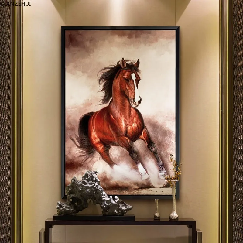 

QIANZEHUI,DIY Diamond Embroidery,Round Diamond European horse to success Full embroider Diamond painting cross stitch,needlework