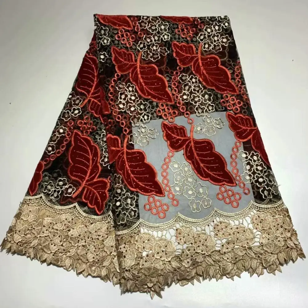 Nigerian Velvet Lace Fabric for Dresses 2019 Latest French Tulle with Stones High Quality African Swiss Voile | Дом и сад