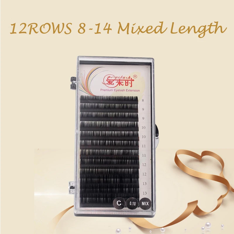 Thinkshow 12Lines 8-14mm Mixed Eyelash Extension Individual Lash 3D Russia Volume Silk Makeup Cilia Professional | Красота и здоровье