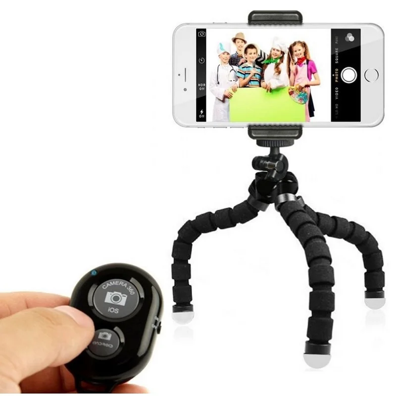 

Mini Flexible Sponge Octopu Tripod With Phone clip with Shutter Mini Tripod For iPhone smartphone Camera Travel Tripods