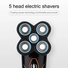 Электробритва 5 головок плавающая Бритва мужская триммер для бороды лысая бритва Водонепроницаемая моющаяся перезаряжаемая триммер для волос