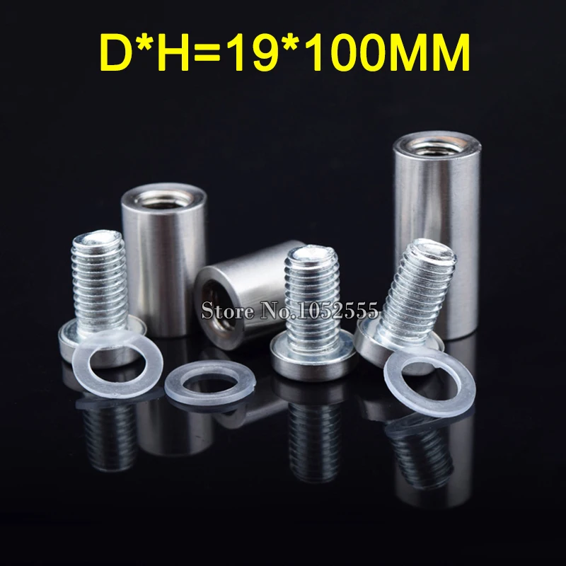 1000PCS/LOT Stainless Steel Hollow Glass Standoffs Pins 19*100mm Acrylic Advertisement Billboard Nails Barrel Screws Decoration |