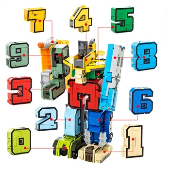 

7-15 Pcs Creative Digital Building Block Assembly Education Block Action Diagram Conversion Robot Deformation Child Robot Toy Br