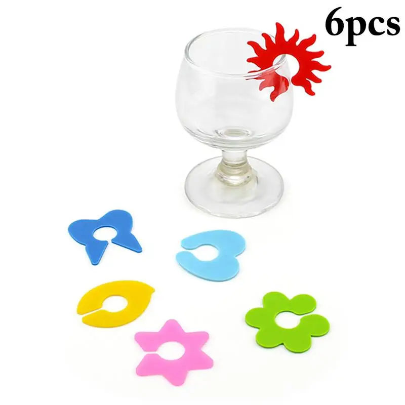 

6pcs Creative Silicone Glass Markers Colorful Wine Cup Label Identification Mark Banquet Party Bar Drink Cup Labels Marker Tags