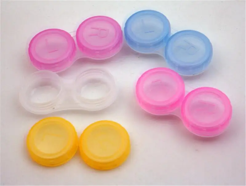 Пластиковая портативная коробка для контактных линз конфетного цвета, Маленький милый Контейнер для очков, контактные линзы, замочить цвет в случайном порядке