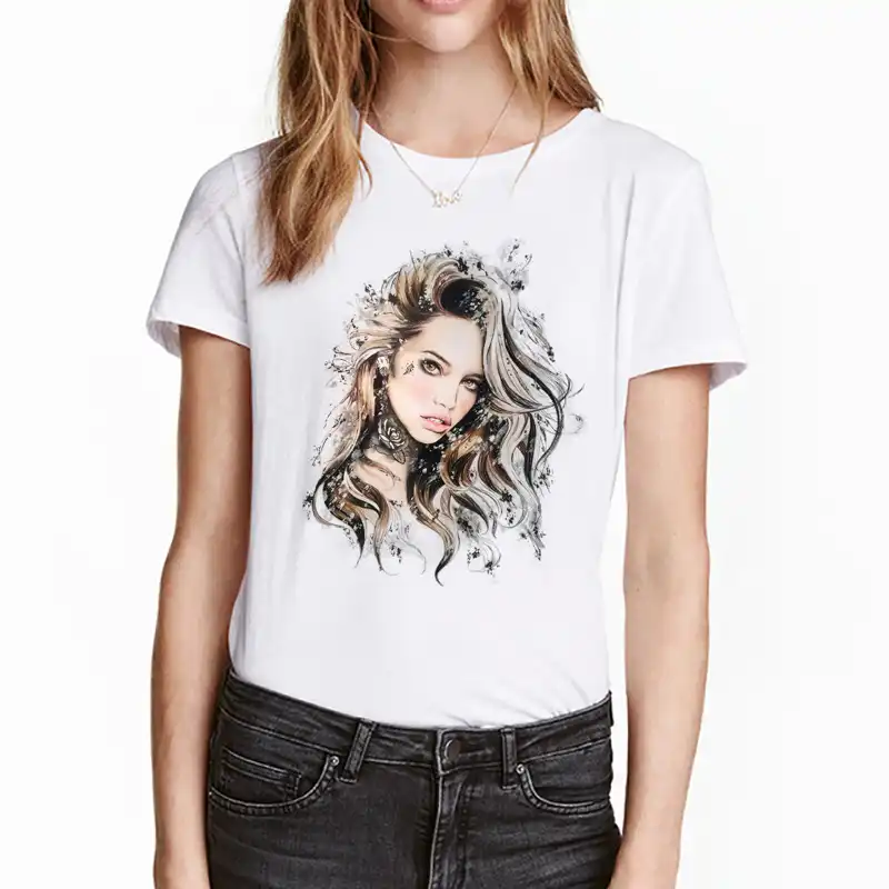 Women Clothes 2019 Tee Shirt Femme Harajuku T Shirt Curly Hair