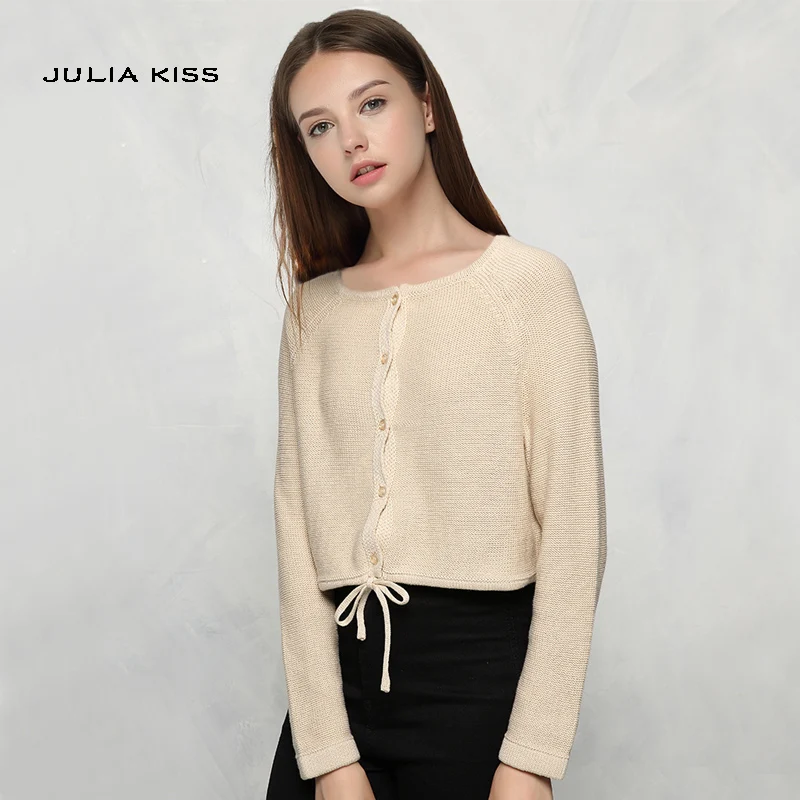 

Autumn Fashion Women Draw-string Cardigans Long Sleeves Female Knitted Casual Sweaters