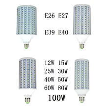Светодиодный лампочки, 12 Вт, 15 Вт, 25 Вт, 30 Вт, 40 Вт, 50 Вт, 60 Вт, 80 Вт, 100 Вт E26 E27 B22 E39 E40 лампа «Кукуруза» 220 V 110 V CFL прожектор Теплый Холодный белый 3 предмета в комплекте