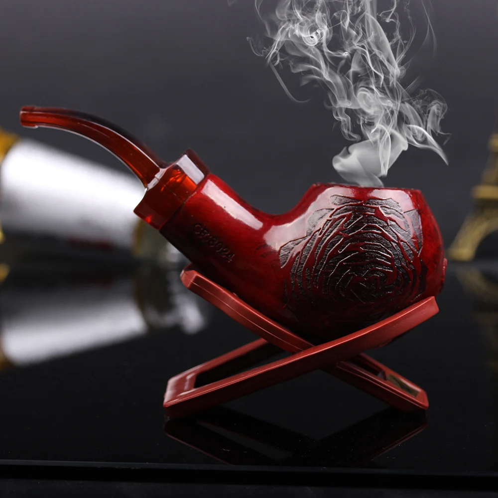 Red wood pipe manual cigarette smoking pipe woodwind health + smoking