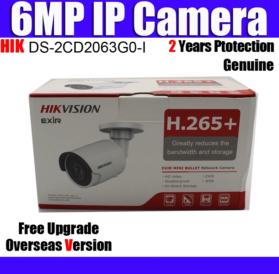 Hikvision DS-2CD2063G0-I 6MP IR цилиндрическая сетевая камера POE 30m H.265 + слот для SD-карты IP67