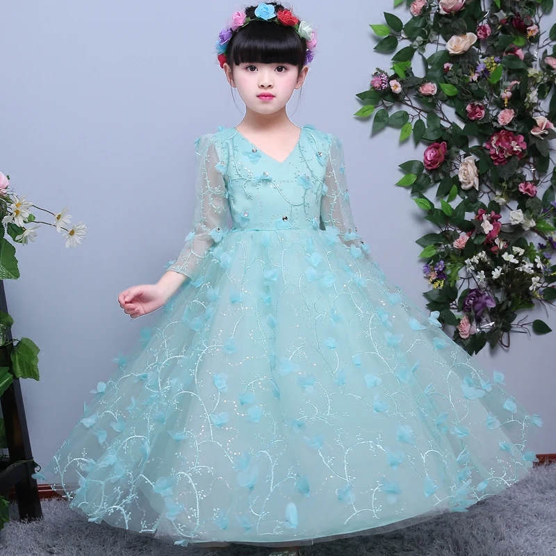 2018Spring New Children Girls Green Color Elegant Birthday Wedding ...