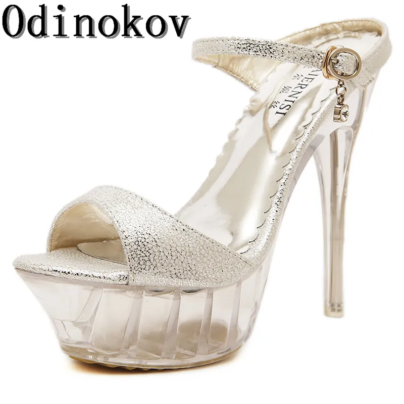 

Big size 35-43 Ankle Strap Shoes Sexy Sandals Woman's 14cm High Thin Heels Flip Flops Open Toe Summer Platform Shoes Sandals