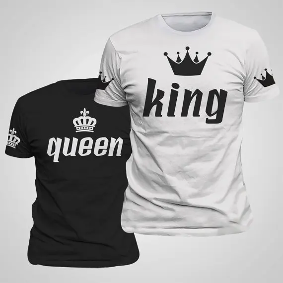 Футболка для влюбленных King Queen Императорская Женская одежда пар Новинка лета 2021