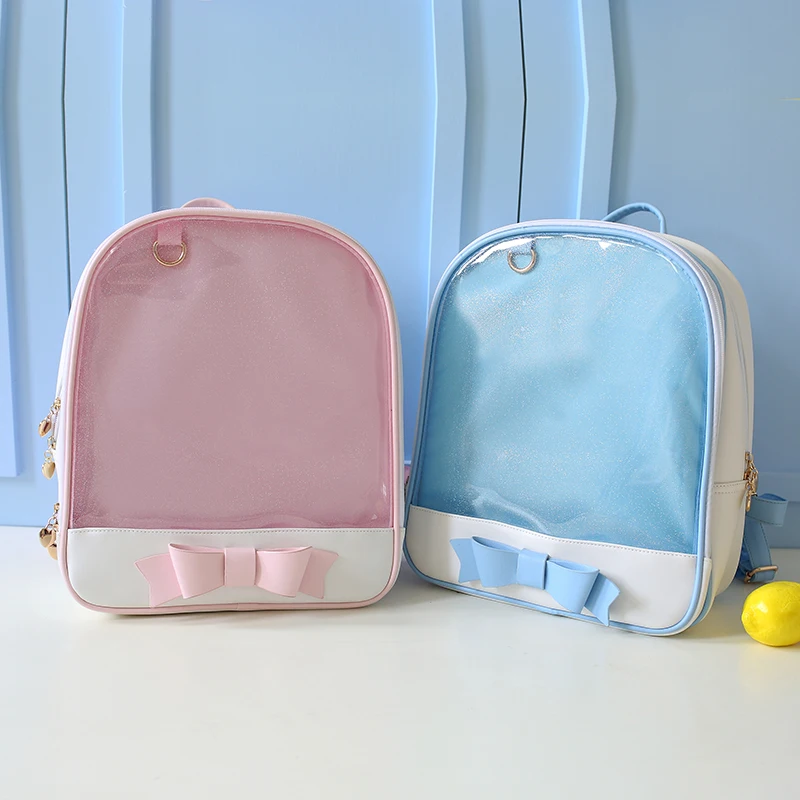 

2017 New Design Cute Clear Transparent Bow Women Backpack Bag PU School Bags For Teenage Girls Rucksack Kids Backpack Mochila