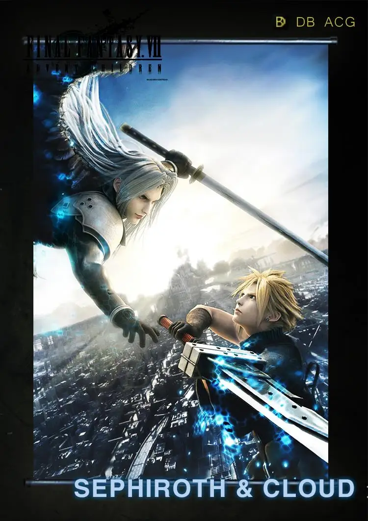 

"Final Fantasy VII" HD Game Scrolls Poster Bar Cafes Home Decoration Banners Hanging Art Waterproof Cloth Decorative 60X90 CM