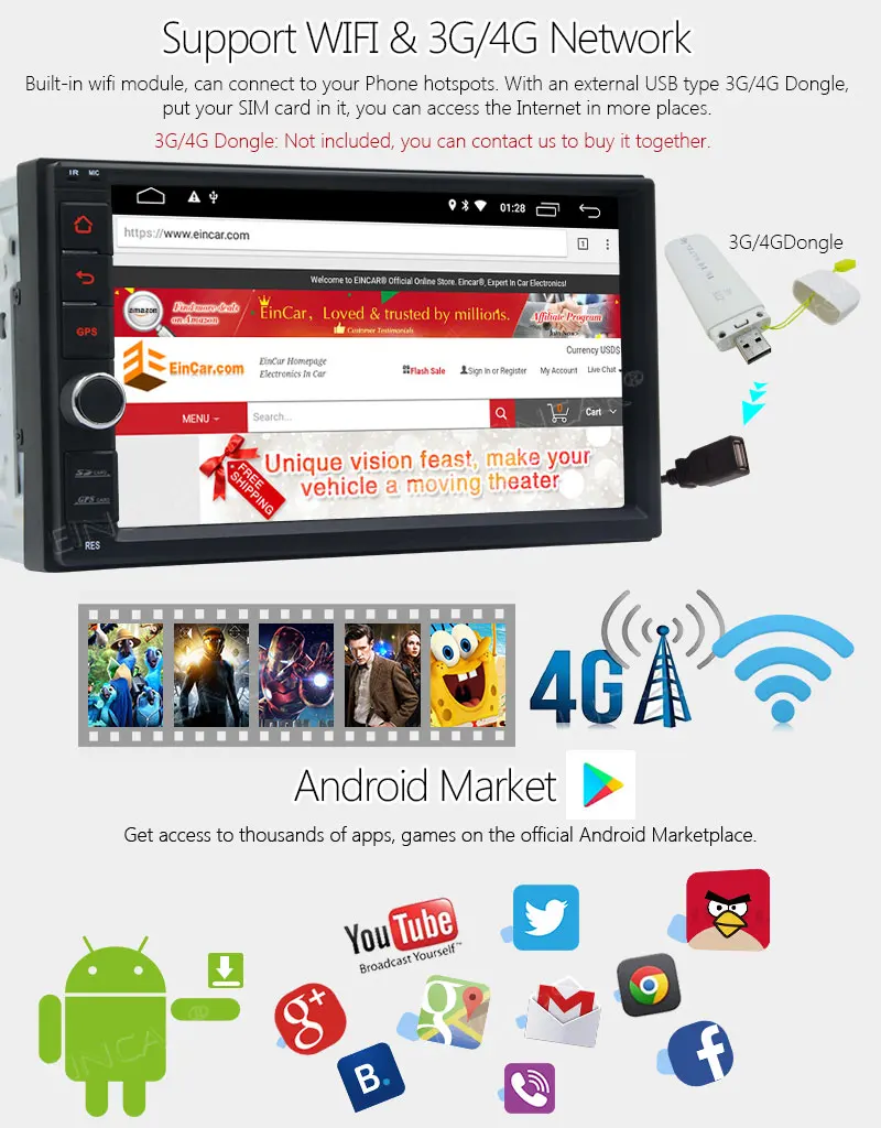 Cheap Car Radio 7"HD Touchscreen Android 8.1 Car Navigation Stereo in Dash 2 Din Car Entertainment Multimedia Headunit Support FM/AM 2