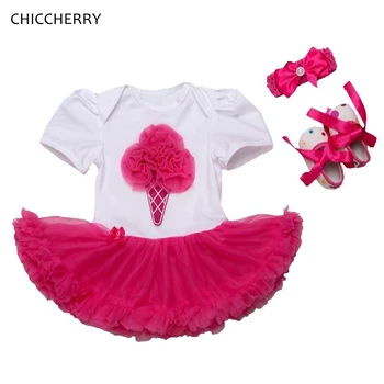 

Fancy Design Icecream Style Baby Girl Clothes Cotton Baby Lace Romper Dress Headband Shoes Set Vestisdo De Bebe Birthday Outfits