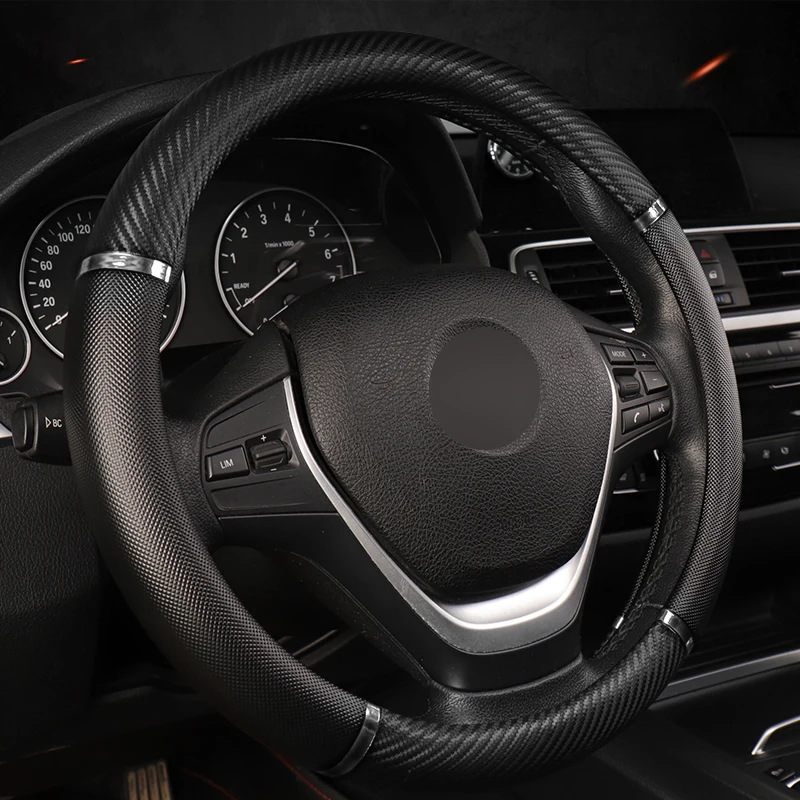 HuiER Universal Car Steering Wheel Cover Artificial Leather 5 Colors Comfortable Non-slip Automobile Steering-Wheel Car Styling