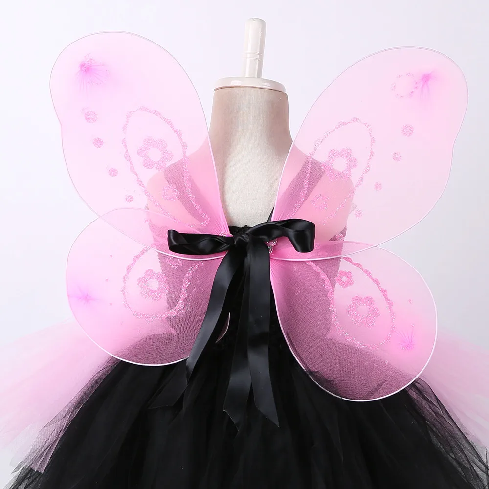 Black Pink Butterfly Princess Dress Teen Girls Clothing for Girls Knee Length Fairy Dress Girls Dresses for Party and Wedding (9)