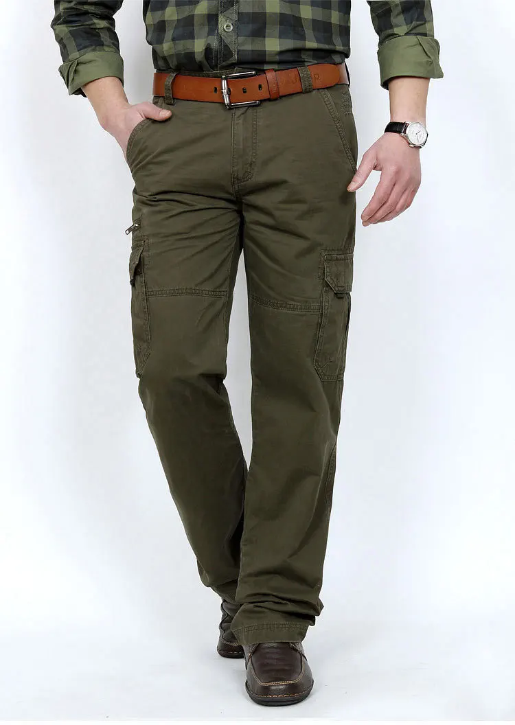Мужские брюки хлопковые повседневные военные мужские брюки карго с множеством карманов армейские хаки большие размеры 30-44 мужские брюки 2019