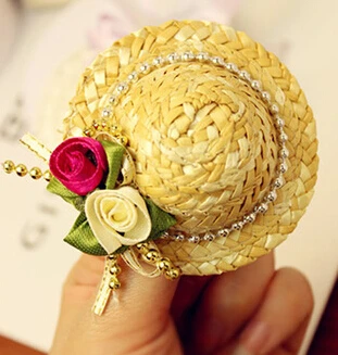 

Small fresh straw decoration hat small hat top clip hair girl flowers handmade clamp straw hat