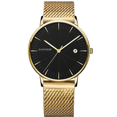DONROSIN, модные мужские часы, Топ бренд, Роскошные Кварцевые часы, мужские повседневные тонкие сетчатые стальные водонепроницаемые спортивные часы, Relogio Masculino - Цвет: Gold 2