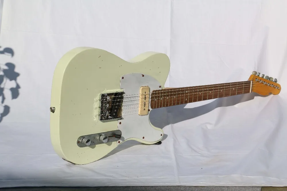 Handmade Relic Heirloom Collection olympic white Tele electric guitar
