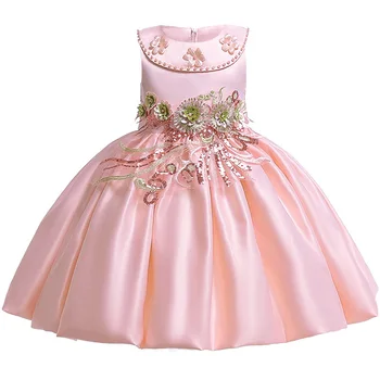 

Sequin embroidery summer flower girl dresses for weddings baby girl clothes baby costume 3 -10 years children clothing L5085