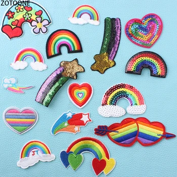 

ZOTOONE Colorful Rainbows Patches on Clothes Embroidered Iron on Patches for Clothing Stripes Stickers for Badges Applications E