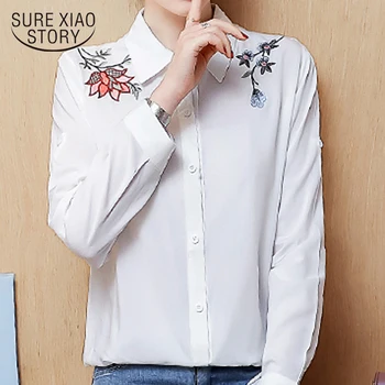 

Sexy Womens Tops and Blouses White Blouse Blusas Femininas Elegante Plus Size Women Embroidery Long Sleeve Shirts Blouse 2821 50