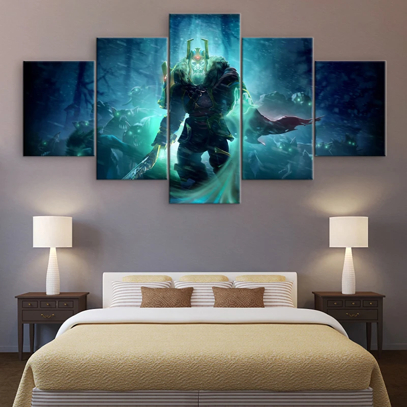 Wall Decor Painting 5 Pieces Dota 2 Skeleton King Canvas Printed Pictures Game Poster Decorative Ar