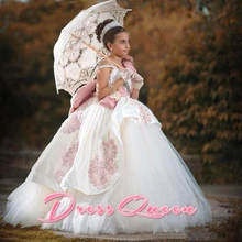 Платья с цветочным узором для девочек, с аппликацией, сексуальное винтажное бальное платье, с бантом из кристаллов, атласное платье для торжеств, платья для первого причастия, Vestidos