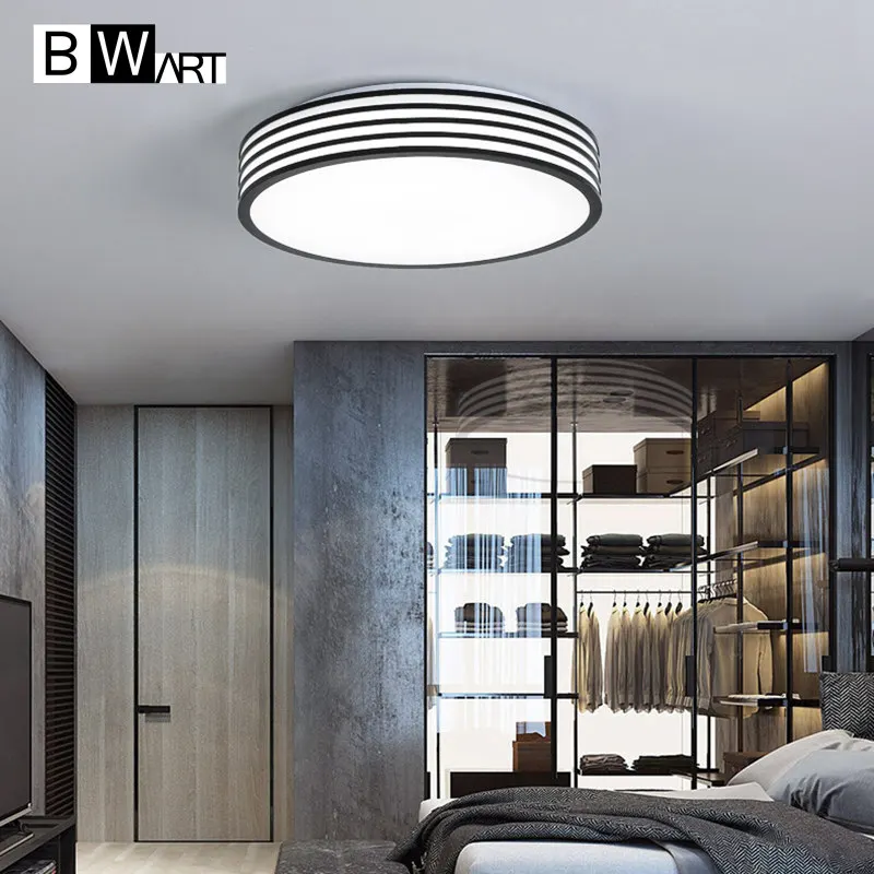 

BWART Modern office Minimalism LED Ceiling light Round Black and white stripes Bedroom office study Ceiling lamp