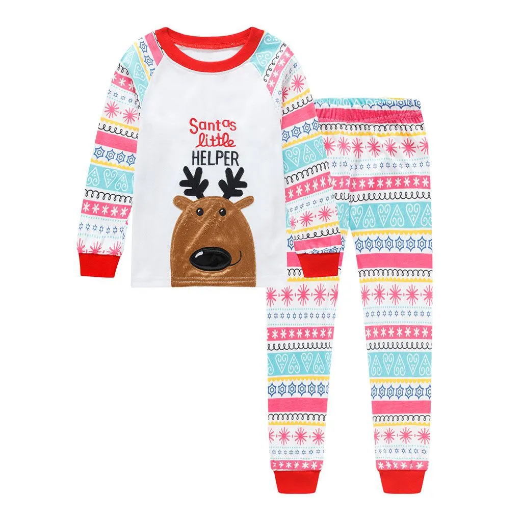 

2018 New Fashion Christmas Sets Hot Sale Kids Infant Baby Boy Girl Cartoon Deer Christmas Pajama Set Xmas Outfits Clothes
