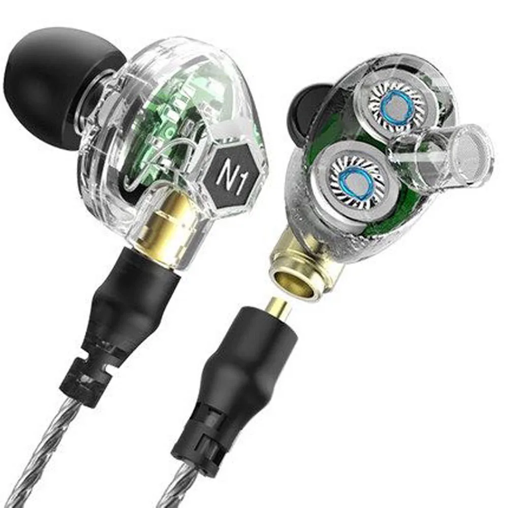 

VJJB N1 In-ear Earphone Double Dynamic Stereo Noise cancelling Auricular with Mic Cable + Audio Cable for Phone Tablet Computer