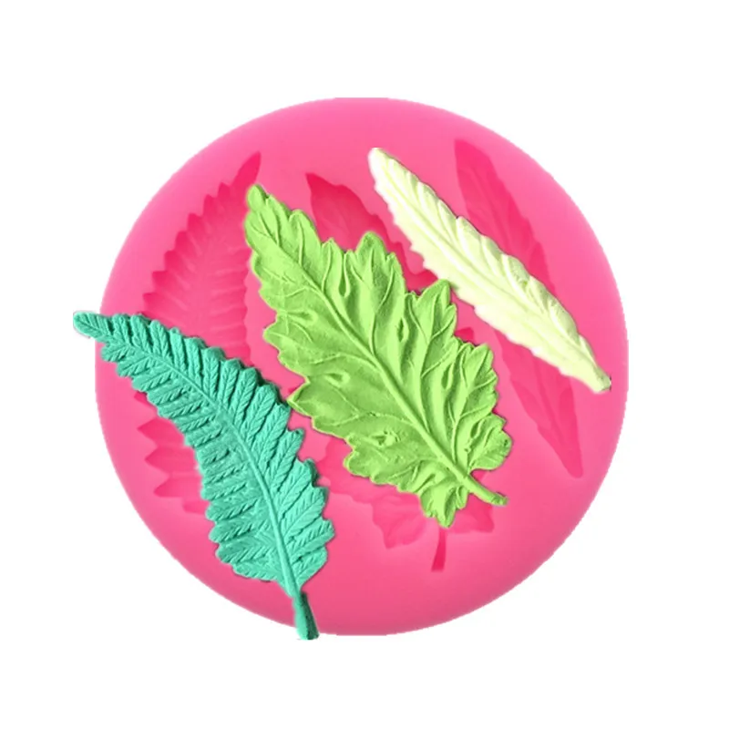 3 Holes Leaf Cake Mold Silicone Leaves Set Fondant Mold Cake Decoration GumPaste DIY Sugar Cake