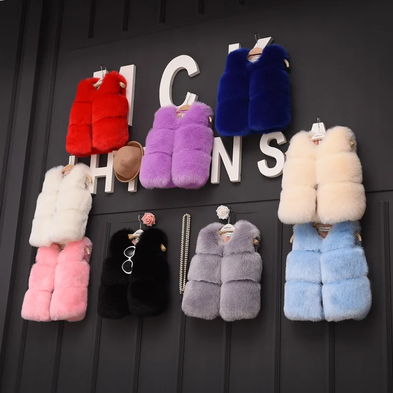 

Faux Fur baby vest / outwear vest / Waistcoats Girls Autumn Fashion Solid Color Vests / 11 colors available
