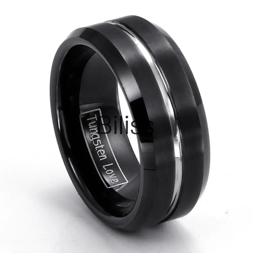 top quality 8mm korean fashion jewelry tungsten ring wholesale mens rings black male wedding band men - Cheap Mens Wedding Rings top quality 8mm korean fashion jewelry tungsten ring wholesale mens rings black male wedding band men - Cheap Mens Wedding Rings