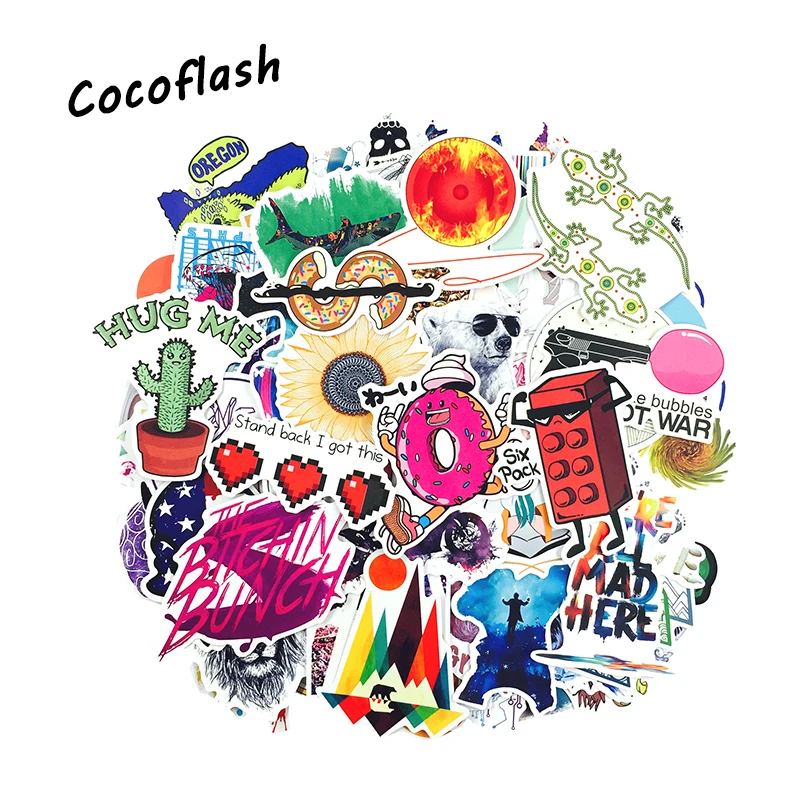 100 Pcs Mixed Funny Stickers for Laptop Luggage Motorcycle Car Styling Home Decor Doodle Decals Waterproof Sticker Kid