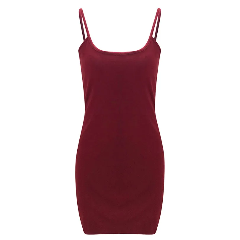 Solid Mini Dress Strap Sexy Dress Sleeveless Party Dress Slim Summer Dress Elegant Bodycon Dresses Casual Vestido 40DC245