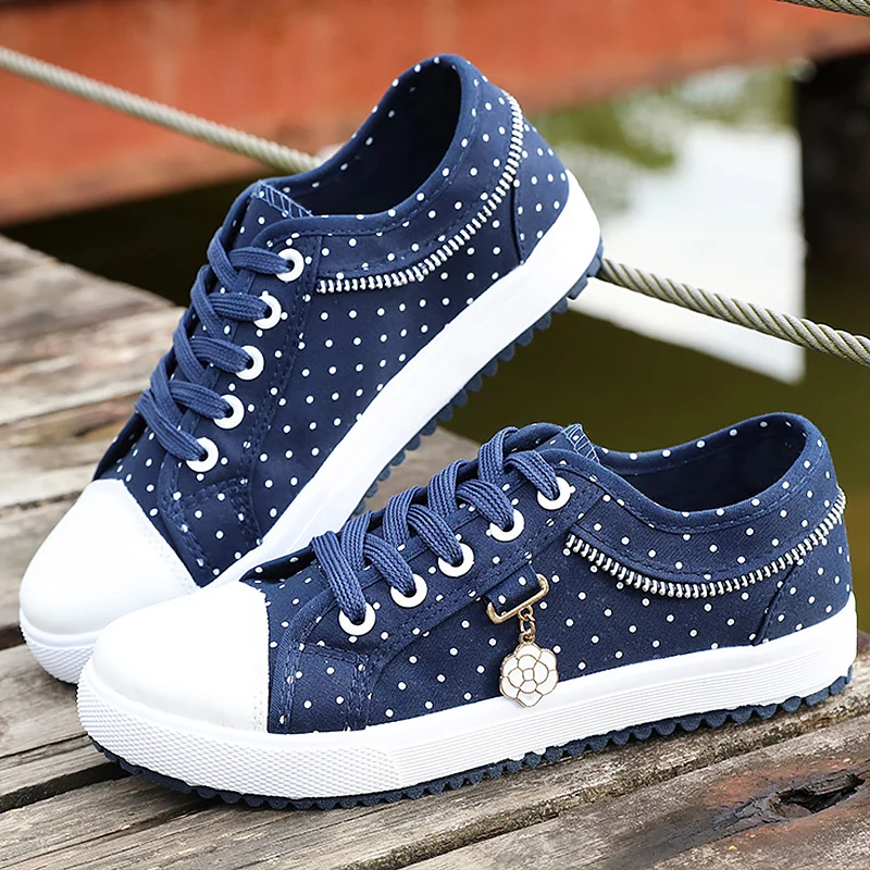 

Sneakers for girls canvas shoes women's vulcanize shoes Polka Dot Flower designer sneakers for women spring shoes zapatos mujer