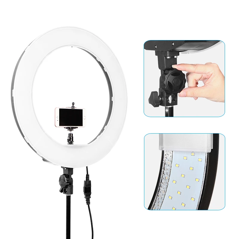 

Meking Camera Photo Video 18" Outer 55W LED Ring Light 5500K Dimmable Photography Ring Video Light for Makeup Camera Fill Light