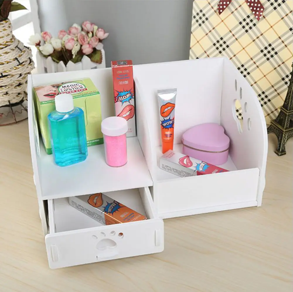 Wood plastic board bathroom toiletries receive storage box cosmetics