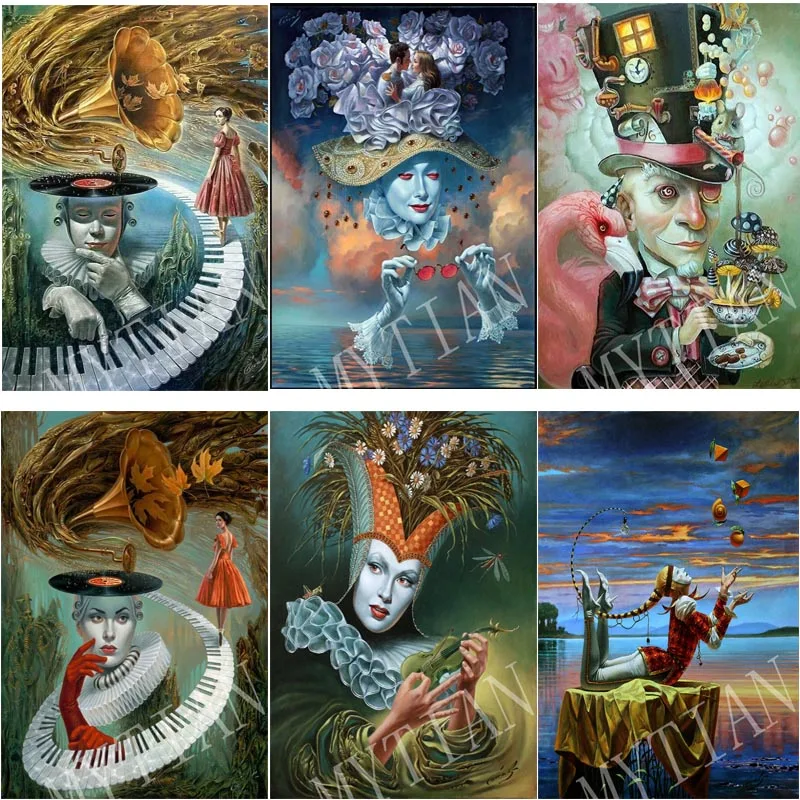 

New Fantasy clown room decor Embroidery Pattern full square/round diamond 5D DIY paintings Cross stitch kits mosaic wall sticker