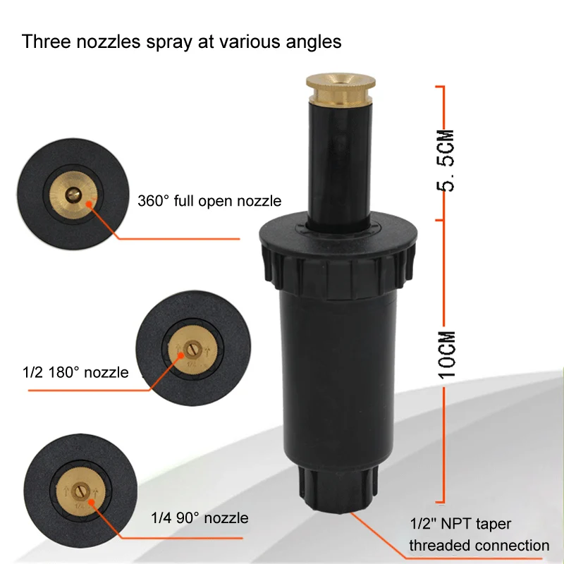 Автоматическое расширение 90 180 360 градусов садовый распылитель сопла всплывающие пластиковые спринклеры для газонов регулируемые 1 шт. 1/" внутренняя резьба