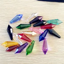 Красочные 38 мм сосулька стеклянные кристаллы для люстры призмы детали сосулька Висячие Подвески для вечерние свадебные украшения