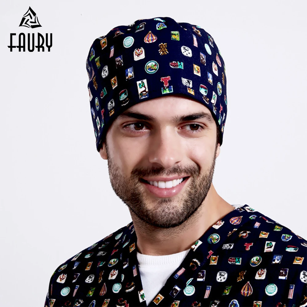 Unisex Adjustable Medical Scrubs Caps Short Hair Hospital Doctor