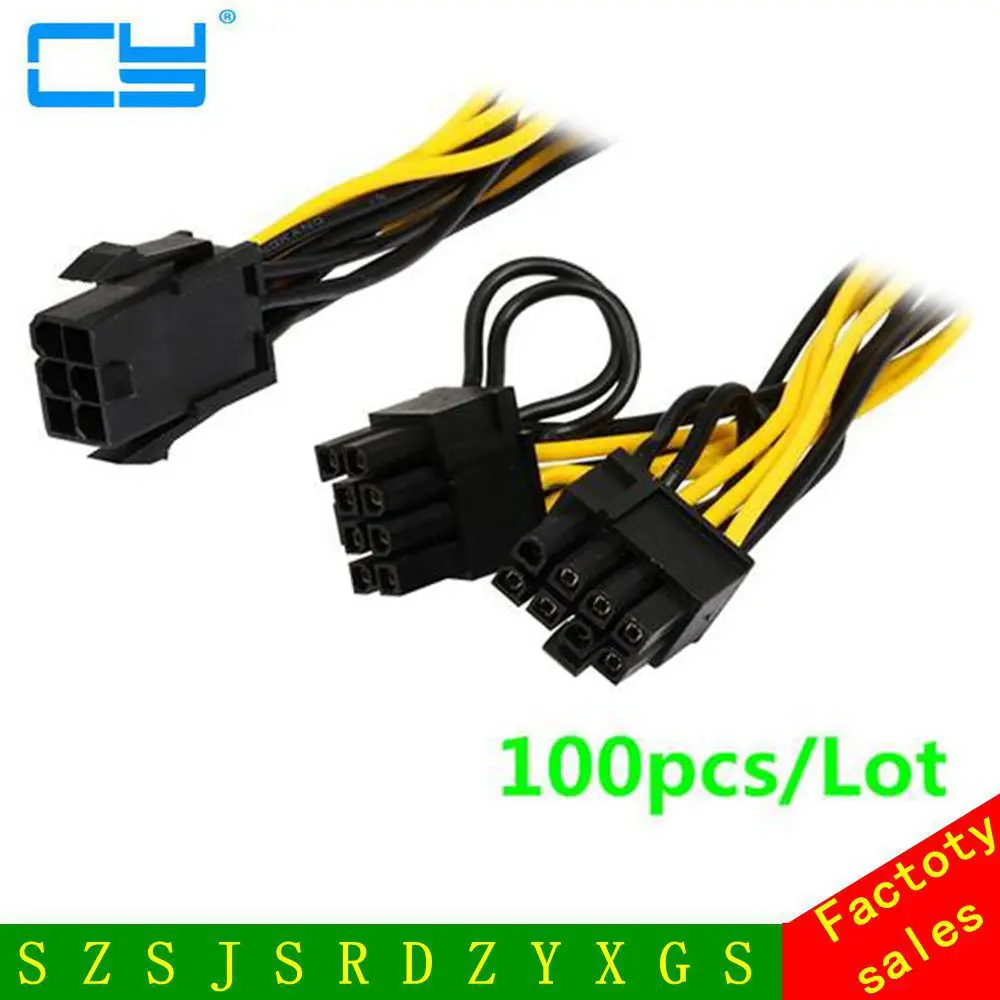 100 шт./лот Molex 6pin PCI Express to 2 x PCIe 8 (6 + 2) pin Материнская видеокарта PCI-e GPU VGA разветвитель